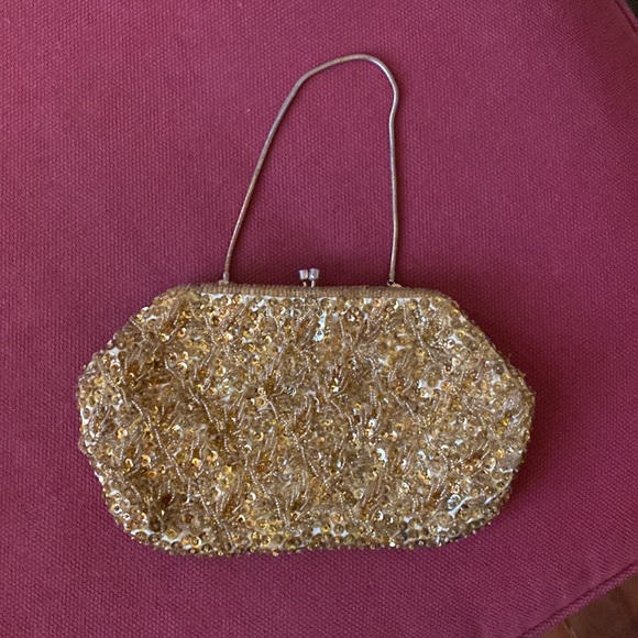 Vintage 1950s Gold Beaded Clutch